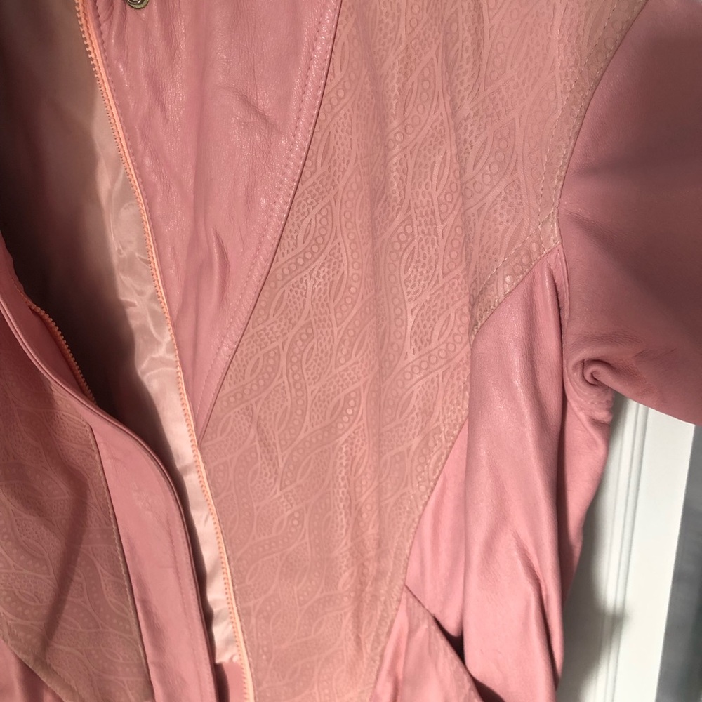 Pink Genuine Leather Jacket - Picture 5 of 7